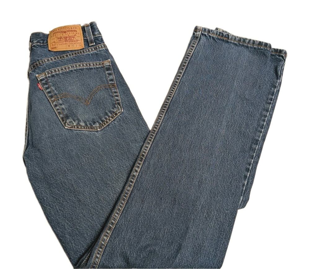 Vtg 1999 Levis 505 Straight Leg Jeans Made In USA Mens Size W30 L35 Blue